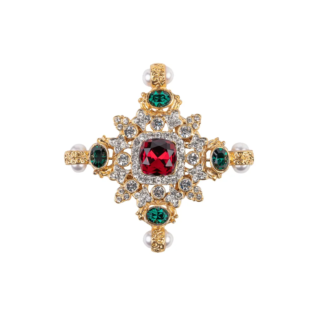 Emerald and Ruby Gemstone Pin