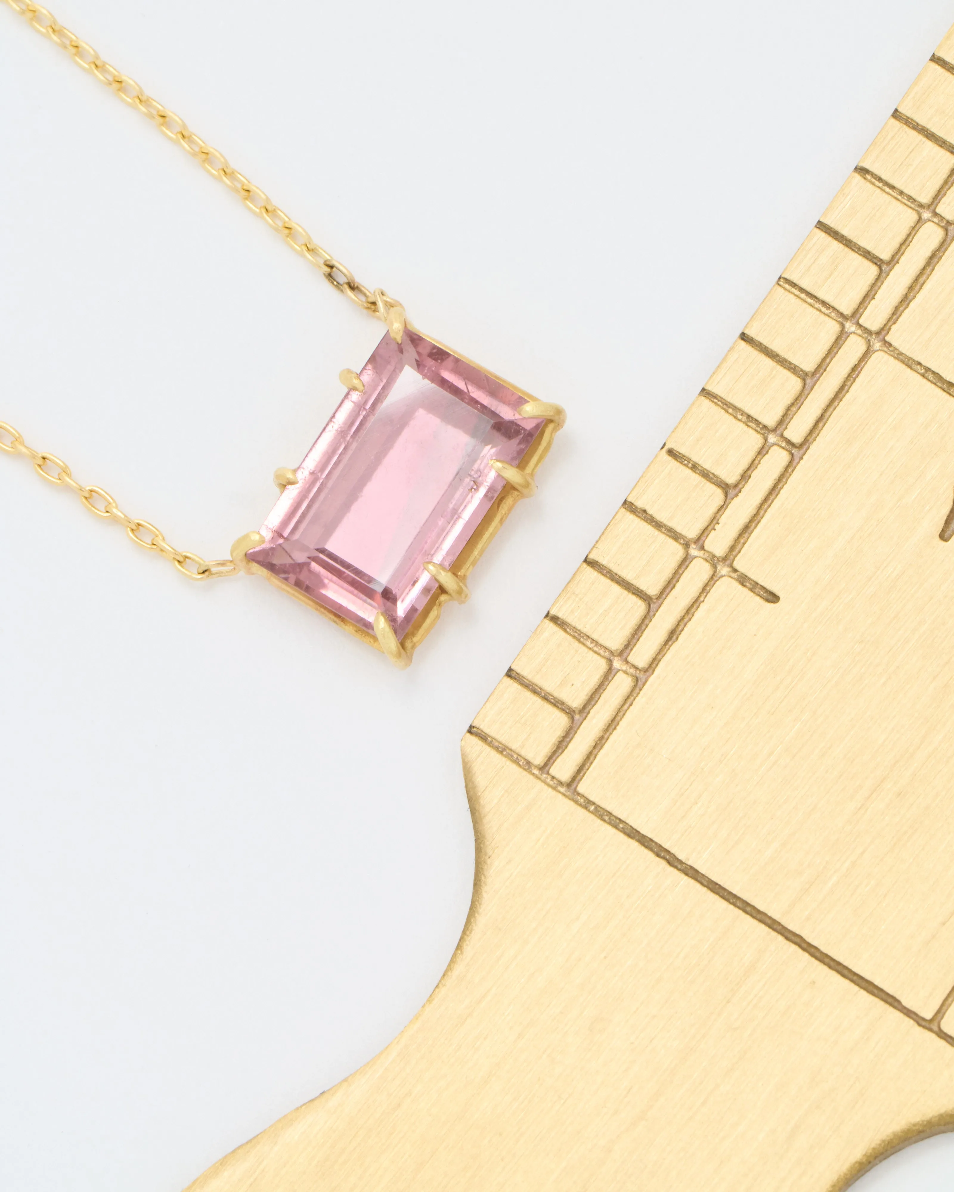 emerald cut mauve tourmaline necklace