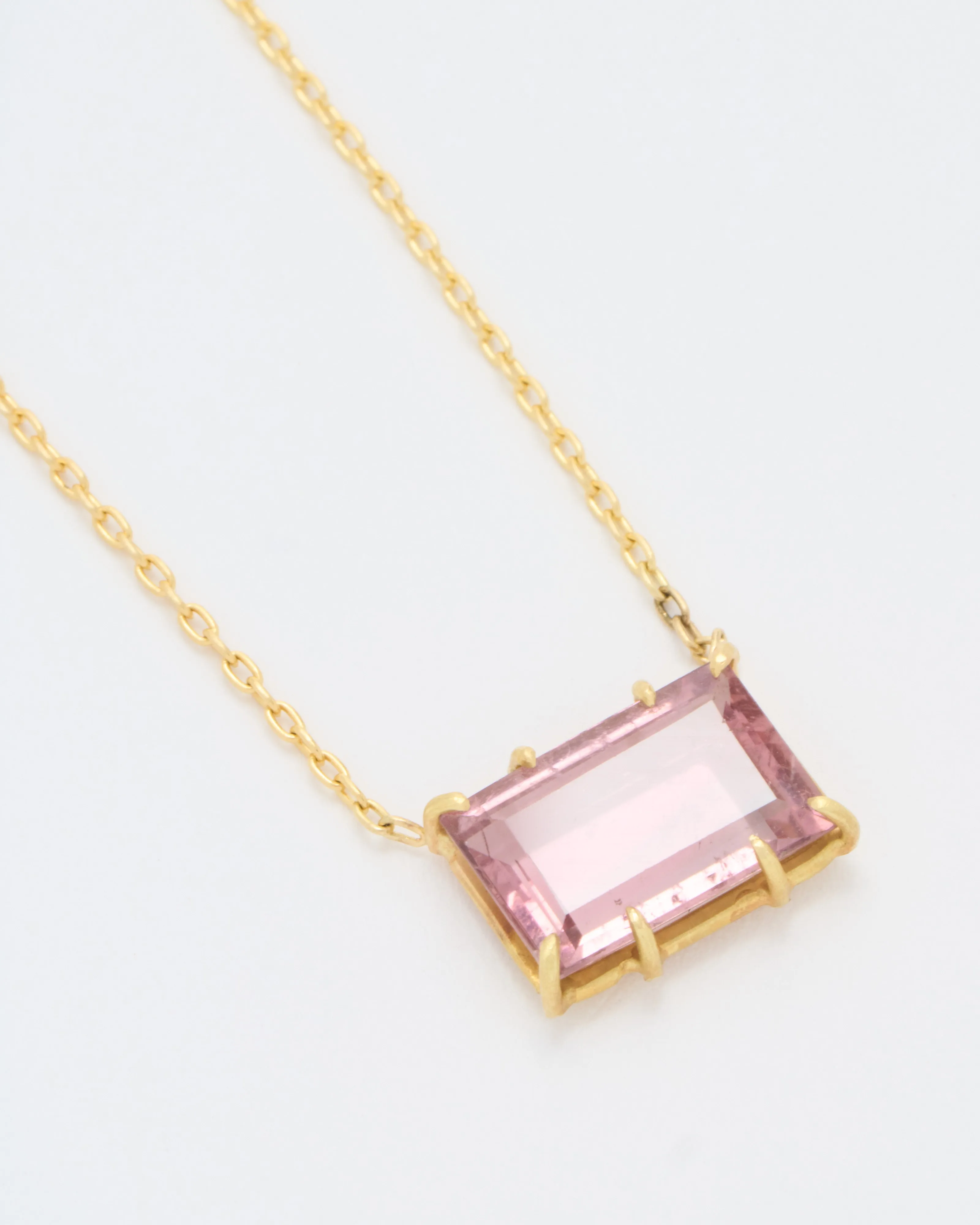 emerald cut mauve tourmaline necklace