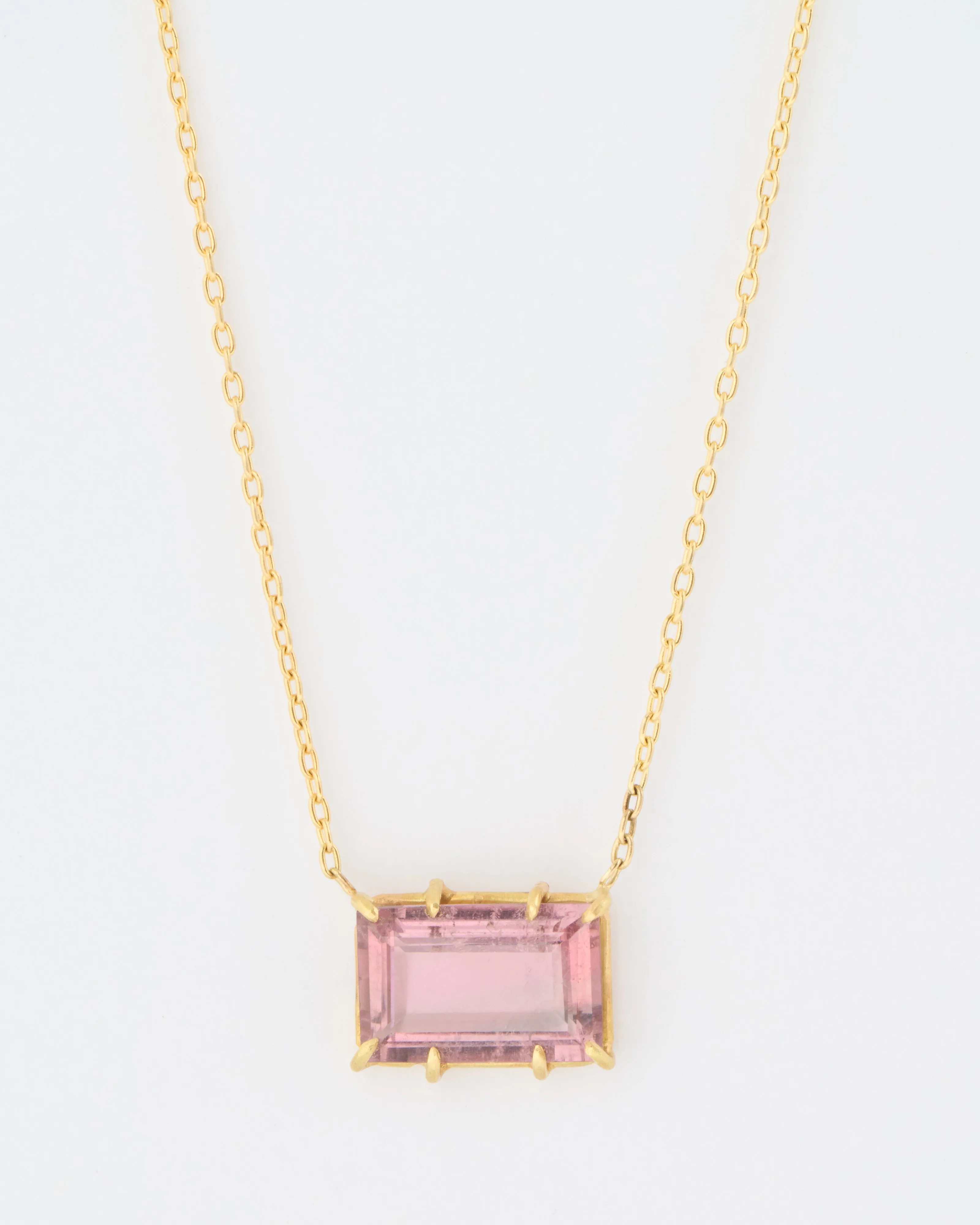 emerald cut mauve tourmaline necklace