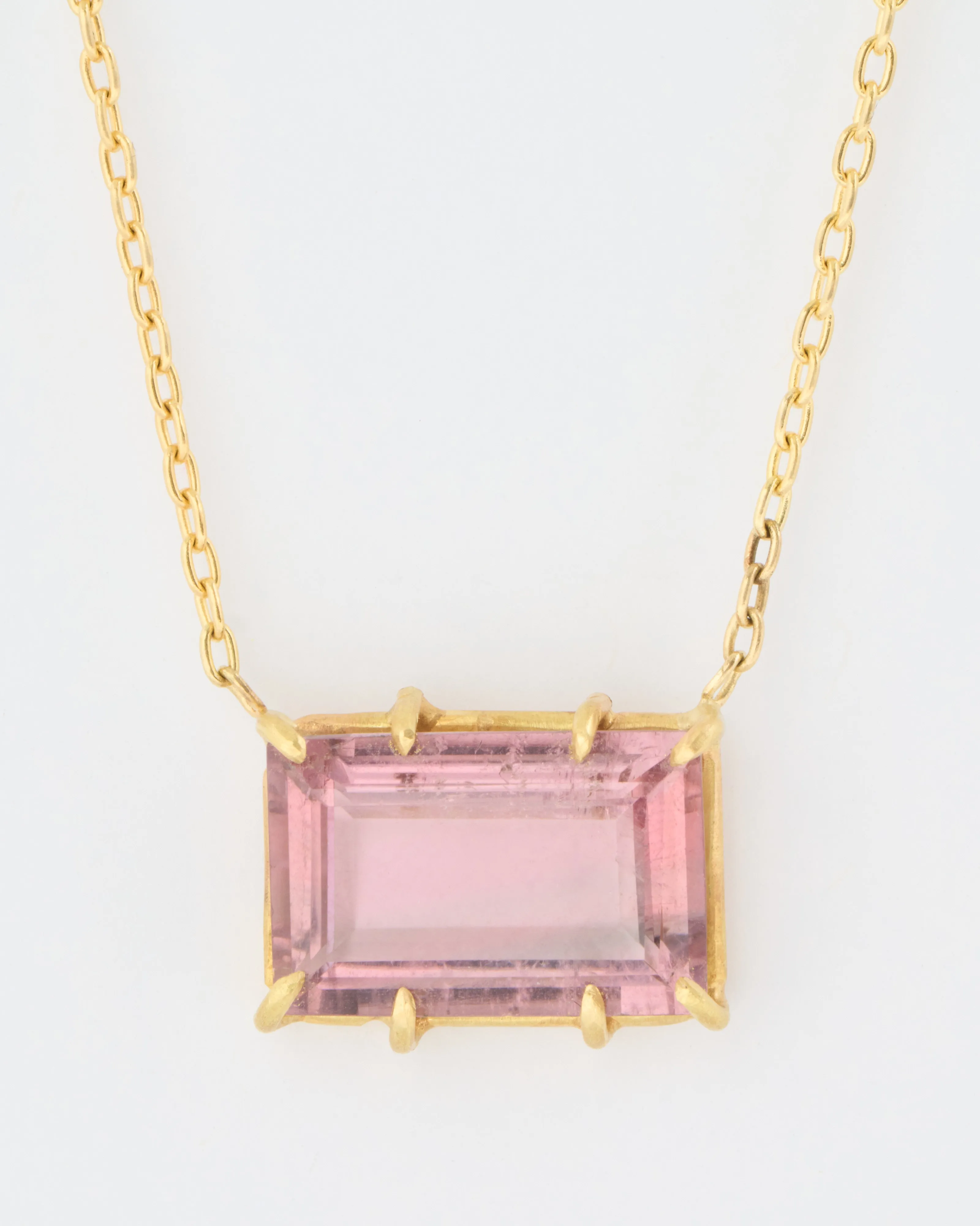emerald cut mauve tourmaline necklace