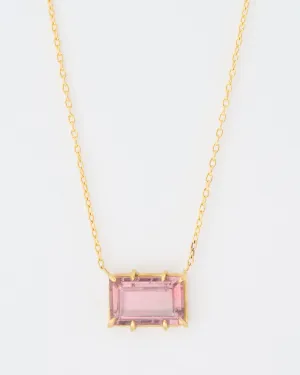 emerald cut mauve tourmaline necklace