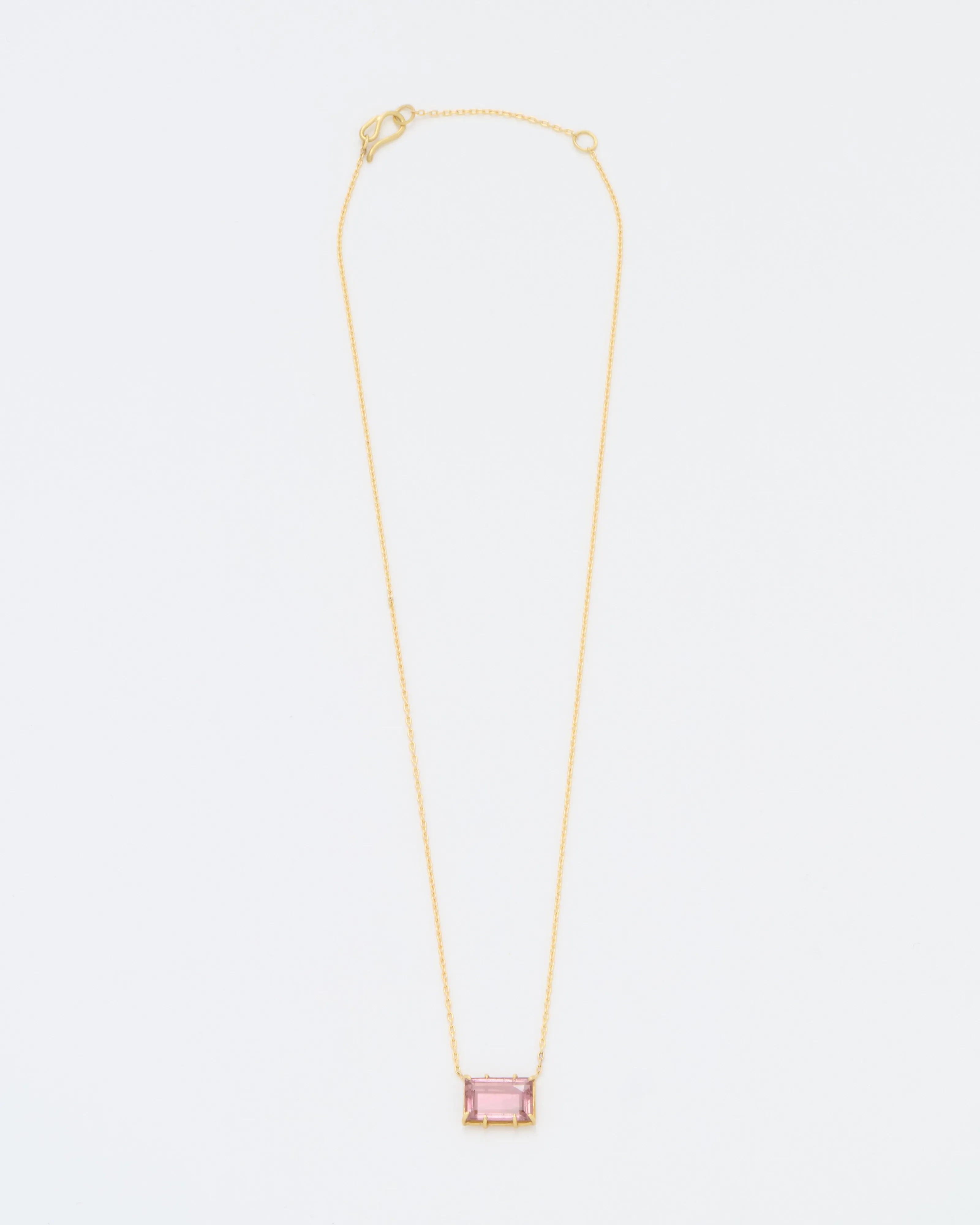 emerald cut mauve tourmaline necklace