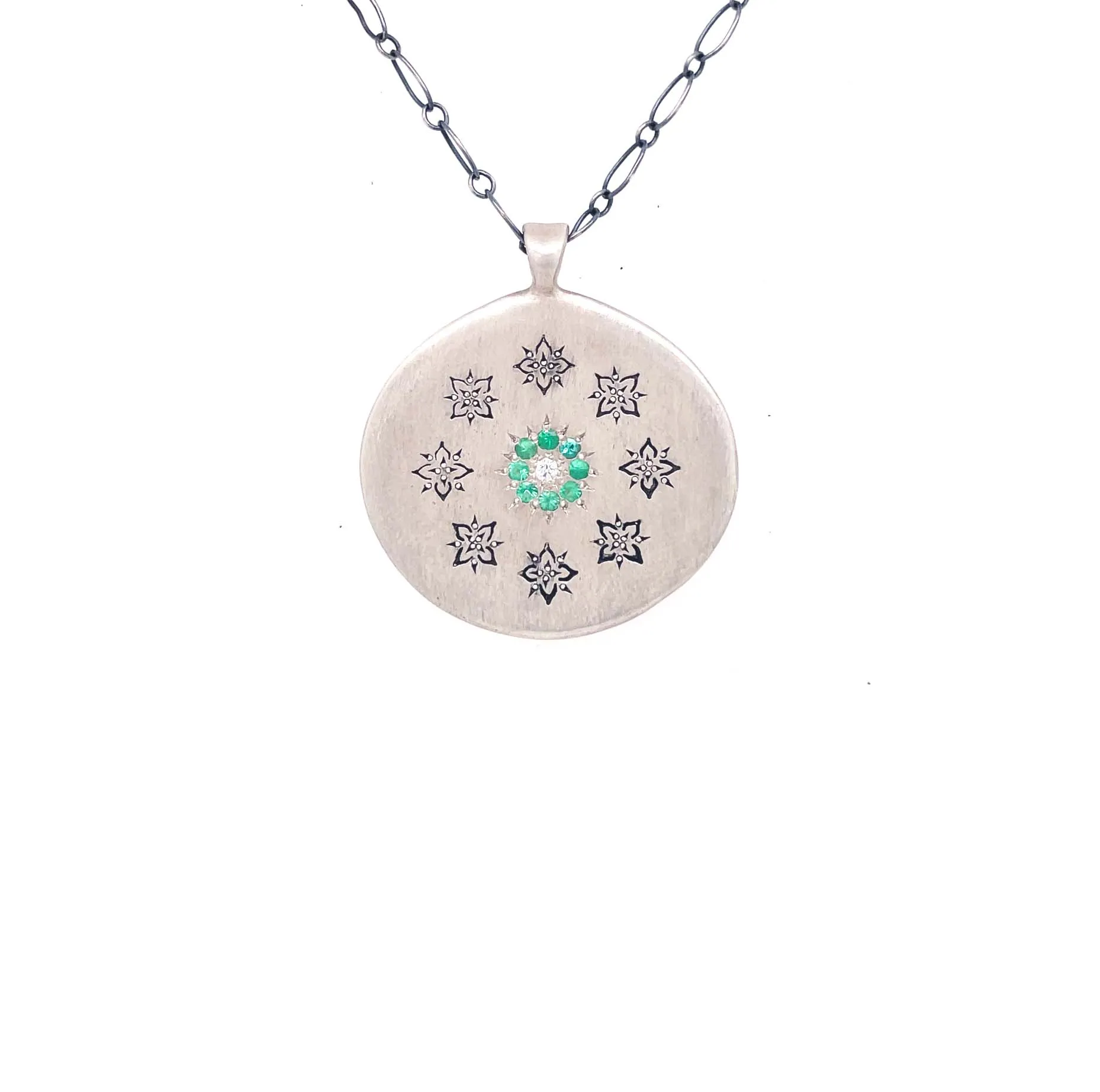 Emerald Floral Cluster Necklace