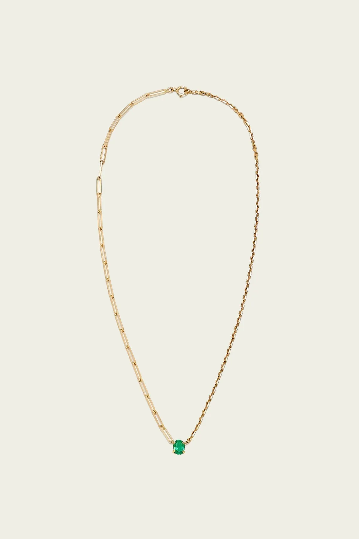 Emerald Solitaire Yellow Gold Necklace