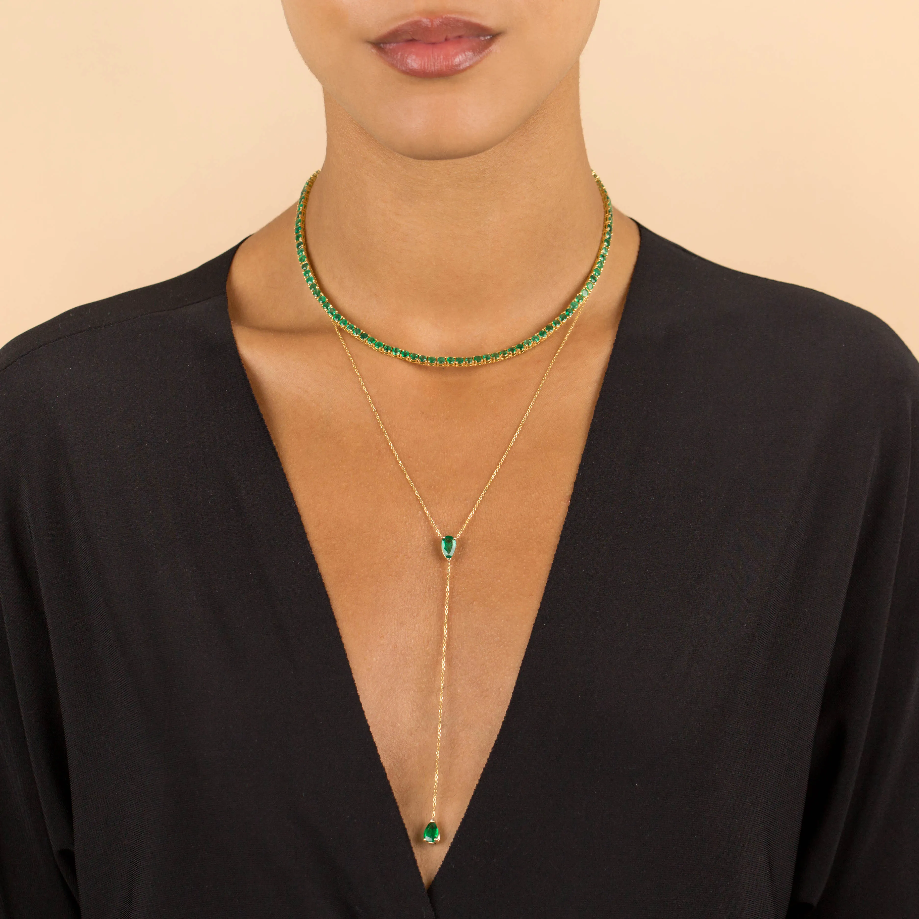 Emerald Tennis Necklace 14K
