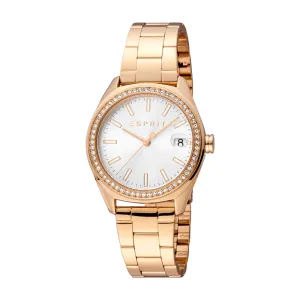 ESPRIT Women's Rose Gold Watch with Silver Dial and Date Function