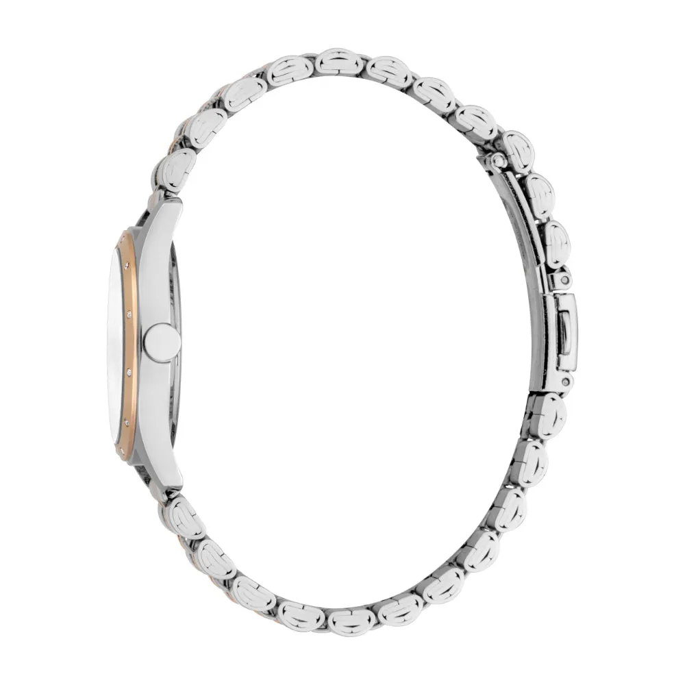 ESPRIT Women's Two Tone Silver & Rose Gold Color Watch with Date Function