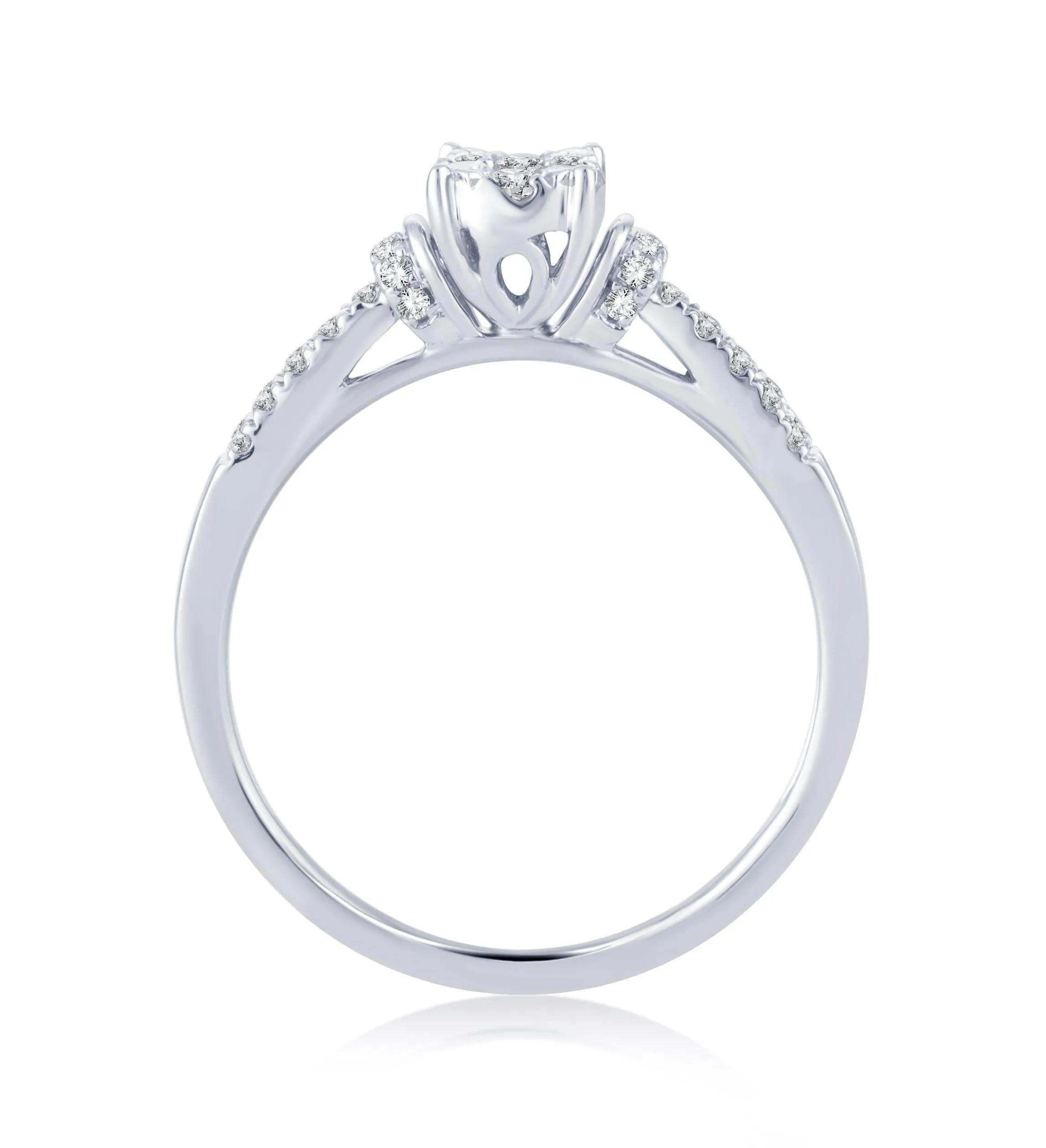 EternalDia 0.25 Cttw Engagement Split Shank Style Cluster Promise Ring In White Gold