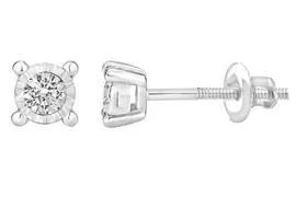 EternalDia 10k Gold Round Diamond Studs Solitaire Earrings Illusion / Miracle (0.33cttw, IJ / I2-I3) Screw-Back