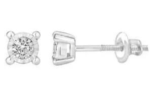 EternalDia 10k Gold Round Diamond Studs Solitaire Earrings Illusion / Miracle (0.33cttw, IJ / I2-I3) Screw-Back