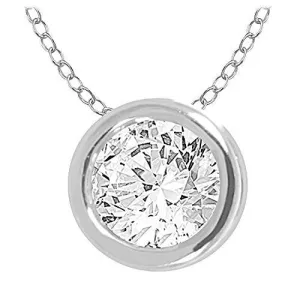 EternalDia 10k Round Diamond Solitaire Pendant Necklace (0.30cttw, IJ, I2/I3) 18"