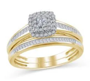 EternalDia 1/2 Cttw Princess-Cut Diamond Double Halo Cushion Shape Engagement Bridal Ring in 10K Gold (IJ/I2)
