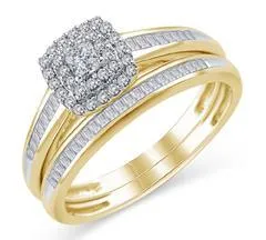 EternalDia 1/2 Cttw Princess-Cut Diamond Double Halo Cushion Shape Engagement Bridal Ring in 10K Gold (IJ/I2)