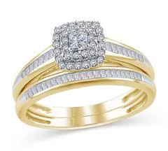 EternalDia 1/2 Cttw Princess-Cut Diamond Double Halo Cushion Shape Engagement Bridal Ring in 10K Gold (IJ/I2)