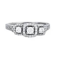 EternalDia 1/2Carat T.W. Diamond 10kt White Gold Three stone Ring