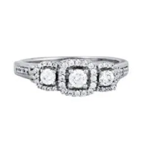 EternalDia 1/2Carat T.W. Diamond 10kt White Gold Three stone Ring