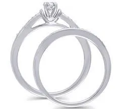 EternalDia 1/3 Cttw Diamond Vintage-Style Bridal Rings Set in 14K White Gold (HI/I2)
