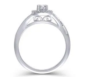 EternalDia 14K Gold Cushion Square Frame 1/2 Ct Diamond Halo Split Shank Engagement Ring