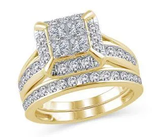 EternalDia 2 Ct Princess-Cut Diamond Engagement Wedding Bridal Ring in 14K Gold