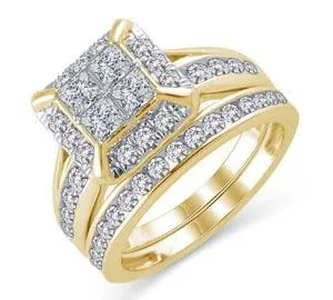 EternalDia 2 Ct Princess-Cut Diamond Engagement Wedding Bridal Ring in 14K Gold