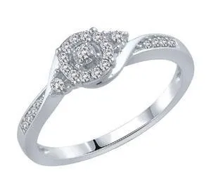 EternalDia 925 Sterling Silver 1/6 Cttw Diamond Cluster Three Stone Promise Ring (IJ/I2-I3)