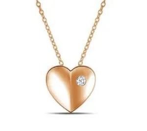 EternalDia Burnished Puffed Heart Pendant Necklace