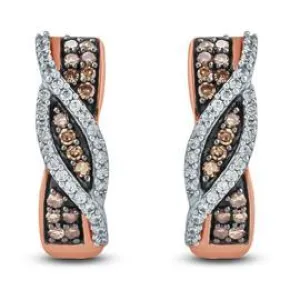 EternalDia Champagne & White Diamond Huggies Hoop Earrings