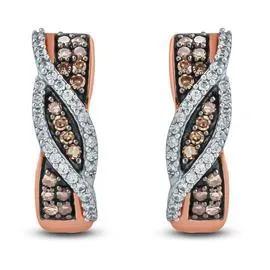 EternalDia Champagne & White Diamond Huggies Hoop Earrings