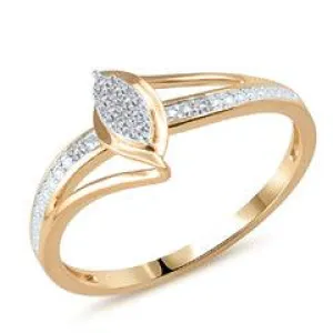 EternalDia Diamond Accent Split Shank Marquise Shaped Cluster Promise Ring in 10K Yellow Gold (IJ/I2-I3)