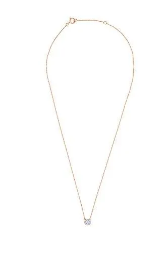EternalDia IGI Certified 10k Rose Gold Round Natural Diamond Halo Frame Fashion Pendant Necklace (0.1 Cttw)