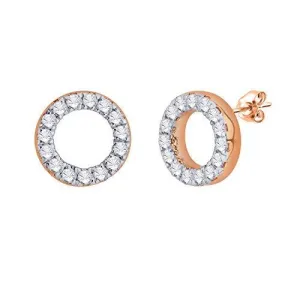 EternalDia IGI Certified Open Circle Round Natural Diamond Stud Earrings in 10Kt Rose Gold (0.1 Cttw)