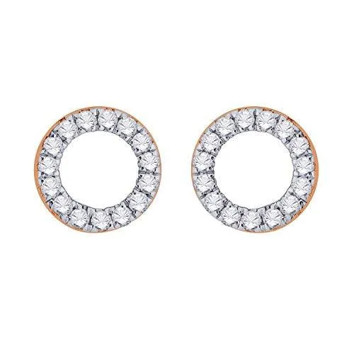 EternalDia IGI Certified Open Circle Round Natural Diamond Stud Earrings in 10Kt Rose Gold (0.1 Cttw)