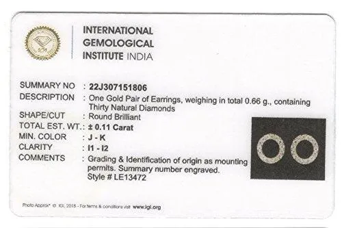 EternalDia IGI Certified Open Circle Round Natural Diamond Stud Earrings in 10Kt Rose Gold (0.1 Cttw)