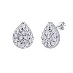 EternalDia IGI Certified Pear Drop Shape Halo Natural Diamond Frame Stud Earrings in 10kt White Gold (0.1 Cttw)