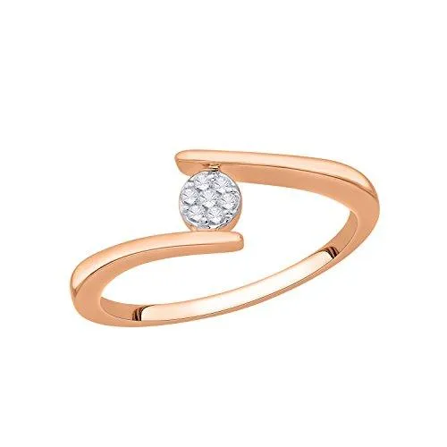 EternalDia IGI Certified Round Diamond Accent Flower Cluster Bypass Engagement Promise Ring 10K Yellow Gold (0.06 Cttw)