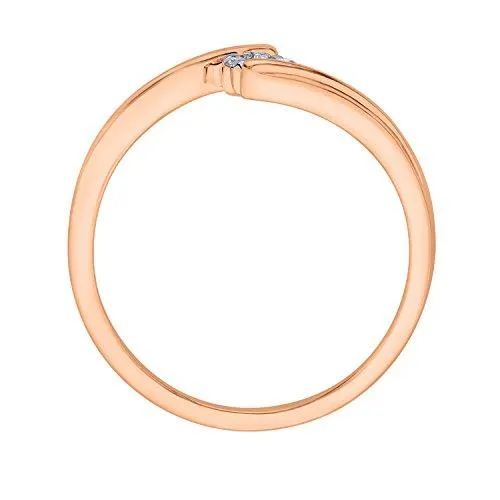 EternalDia IGI Certified Round Diamond Accent Flower Cluster Bypass Engagement Promise Ring 10K Yellow Gold (0.06 Cttw)