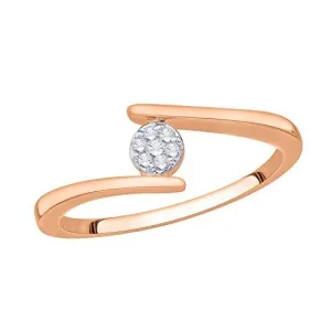 EternalDia IGI Certified Round Diamond Accent Flower Cluster Bypass Engagement Promise Ring 10K Yellow Gold (0.06 Cttw)