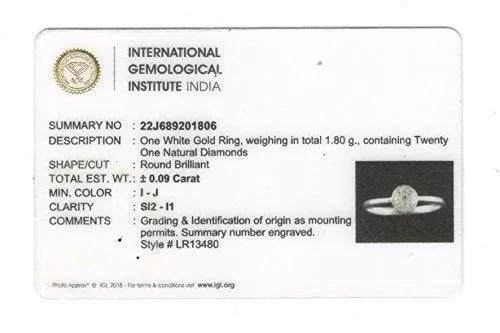 EternalDia IGI Certified Round Diamond Accent Flower Cluster Halo Fashion Ring in 10K White Gold (0.09 Cttw)