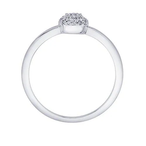 EternalDia IGI Certified Round Diamond Accent Flower Cluster Halo Fashion Ring in 10K White Gold (0.09 Cttw)