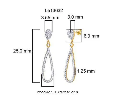 EternalDia IGI Certified Tear Drop Round Diamond Accent Dangling Earrings In 10K Yellow Gold (0.4 Cttw)