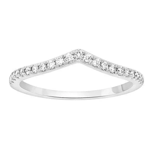 EternalDia Round Cut White Natural Diamond V Shape Half Eternity Band Ring In 10k Solid Gold (0.15 cttw)
