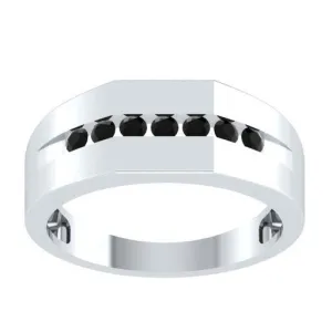 EternalDia Round Shape 0.25 Ct D/VVS1 Simulated Diamond Seven Stone Men's Wedding Band Ring In 925 Sterling Silver