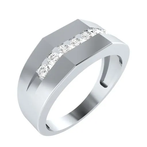 EternalDia Round Shape 0.25 Ct D/VVS1 Simulated Diamond Seven Stone Men's Wedding Band Ring In 925 Sterling Silver