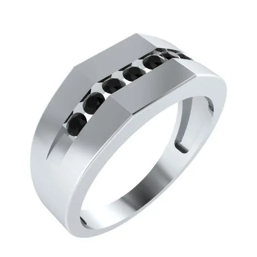 EternalDia Round Shape 0.25 Ct D/VVS1 Simulated Diamond Seven Stone Men's Wedding Band Ring In 925 Sterling Silver
