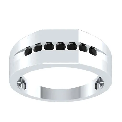 EternalDia Round Shape 0.25 Ct D/VVS1 Simulated Diamond Seven Stone Men's Wedding Band Ring In 925 Sterling Silver