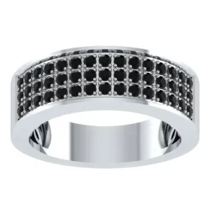 EternalDia Round Shape 1.5 Ct D/VVS1 Diamond Three Rows Wedding Band Ring In 925 Sterling Silver