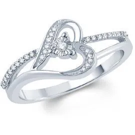 EternalDia White Diamond Heart Ring With Miracle Plate
