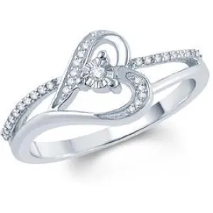 EternalDia White Diamond Heart Ring With Miracle Plate