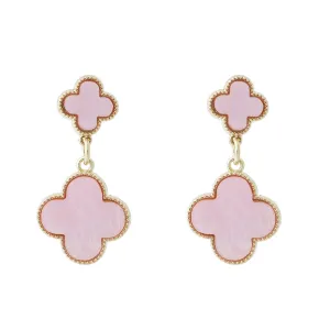 Eva Clover Drop Earrings (Pink)